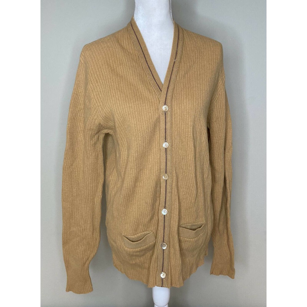 Vtg ROOS ATKINS Button Up Wool Cardigan Sweater L